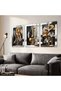 Gold Silver Leaf and Abstract Patterns 3 Piece Plexi Mirrored Painting - 2