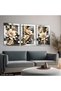 Gold Sparkling White Flower 3 Piece Plexi Mirrored Table
