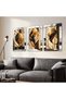 Gold Black Circles and Feather 3 Piece Plexi Mirrored Table - 2