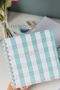 15X15 cm Square Cardboard Cover White Spiral Lined Notepad / School Notebook Pink Green Gingham - 6
