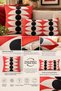 Modern Geometric Patterned 2-Piece Throw Pillow Cover Set Red Black Ecru – Suede Double-Sided 43X43 and 30X50 cm - 4