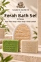Ferah Bath Set - Natural Aloe Vera Soap, Rice Soap, and Oval Pumpkin Fiber