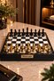 Premium Large Size Box Chess Set Wooden Chess with Black-Gold Metal Pieces, Gift Chess Set Dimensions: 36X36X6 cm - 3