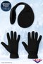 Winter Black Fleece 2-Piece Set Gloves + Neck Type Ear Muffs Outdoor Cold Weather Protector
