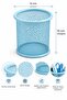 Metal Mesh Pen Holder – Desktop Pen and Stationery Organizer - Blue - 2