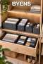 4-Piece Drawer Organizer Box Set Wardrobe Shelf Sock and Laundry Organizers Multi-Purpose Storage Box Organizer Boxes Wardrobe Anthracite Foldable - 5