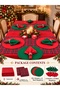 27 Piece Christmas Tableware Set – Red Tablecloth, 2 Plaid Runners, 12 Doilies and 12 Napkins - 5
