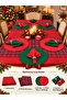 27 Piece Christmas Tableware Set – Red Tablecloth, 2 Plaid Runners, 12 Doilies and 12 Napkins - 3