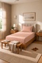 Single Cotton Combed Breathable Fabric Elastic Bed Sheet 1 Piece Pillowcase Gift Salmon - 4