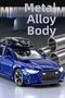Audi Rs6 Model Metal Toy Car 15 cm Pull and Release with Lights and Sound Openable Trunk Hood Doors - 6