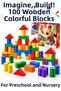 Boxed Wooden Colored Blocks 100 Pieces Kindergarten Nursery Educational Building Toy Set
