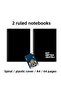 A4 72 Sheets 2 Pieces Lined Black School Notebook Notepad Gift Plastic Cover Spiral Bound - 5
