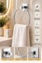Chrome Square Ring Towel Holder Adhesive Chrome Open Toilet Paper Holder Chrome Solo Towel Holder 3-Piece Bathroom Accessory Set - 2