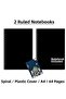 A4 72 Sheets 2 Pieces Lined Black School Notebook Notepad Gift Plastic Cover Spiral Bound - 4