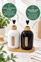 Set of 2 500 ml Liquid Soap Dispensers and Detergent Dispensers with Bamboo Details – Black and White Pump Dispensers with Bamboo Stand