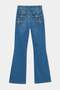 Blue Medium Stretch Back Pocket Detailed Regular Waist Flare Jeans Twoaw27Je00255 - 3