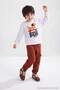 White Thick Cotton Boys' Printed Knitted Sweatshirt and Sweatpants - Top and Bottom Set Tkdaw27Au00058 - 4