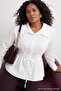 White Wide Collar Lace-Up Stylish Woven Oversize Shirt Tbbaw27Ax00030