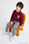 Bordo 100%Pamuk Kalın Erkek Çocuk Baskılı Örme Sweatshirt ve Eşofman Alt - Üst Takım TKDAW27AU00053 - 3