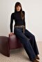 Black High Neck Transparent Detailed Fitted Raglan Sleeve Knitwear Sweater Twoaw27Kz00251