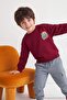 Bordo 100%Pamuk Kalın Erkek Çocuk Baskılı Örme Sweatshirt ve Eşofman Alt - Üst Takım TKDAW27AU00053 - 4