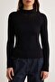 Black High Neck Transparent Detailed Fitted Raglan Sleeve Knitwear Sweater Twoaw27Kz00251 - 3