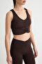 Brown Lycra ®   Adaptive ™   Drawstring Covered Knitted Sports Bra Thmaw27Ss00009 - 3