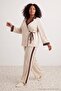 Beige Contrast Detailed Polka Dot Satin Plus Size Pajama Set Tbbaw27Ai00059 - 2