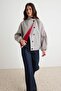 Beige Plaid/Checkered Oversize Fit Seasonal Jacket Coat Twoaw27Mo00156