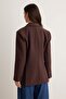 Brown Double-Breasted Woven Blazer Jacket Twoaw27Bc00053 - 4
