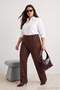 Brown Suede Woven Large Size Trousers Tbbaw27Ar00026 - 2