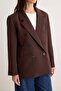 Brown Double-Breasted Woven Blazer Jacket Twoaw27Bc00053 - 3