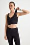 Black Lycra ®   Adaptive ™   Drawstring Covered Knitted Sports Bra Thmaw27Ss00009 - 5