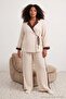 Beige Contrast Detailed Polka Dot Satin Plus Size Pajama Set Tbbaw27Ai00059 - 3