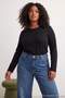 Black 100% Cotton Tok Fabric Basic Large Size T-Shirt Tbbaw27Bf00006 - 3