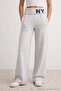 Gray Melange Soft/Soft Touch Folded Waist Printed Wide Leg Knitted Sweatpants Twoaw27Ea00035 - 2