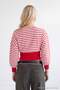 Red Striped Thin Asymmetric Collar Waist-Fitted Low Sleeve Crop Slim Knitted Sweatshirt Twoaw27Sw00014 - 4