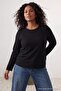 Black 100% Cotton Tok Fabric Basic Large Size T-Shirt Tbbaw27Bf00006 - 2