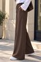 Women's Scuba Fabric Basic Full-Length Striped Palazzo Trousers 3251 Brown - Premium Series - 2
