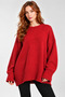 Oversize Basic Red Long Women's Sweater