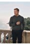 Men's Battal Zero Collar Tricot Sweater with Elastic Waist, Steel Knitting, Classic Fit
