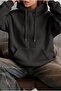 Women's Black Plain Hooded Oversize 3 thread Drawstring Loose Cut Hoodie Sweatshirt - 2