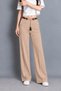 Women's High Waist Belted Front-Embellished Seasonal Wide-Letteed Fabric Pants