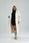 Disere Women's Long Ecru Lined Coat with Waist Belt