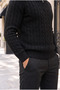 Bardem Braided Half Zip Men's Knit Sweater - Black - 6