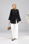Asel Gathered Asymmetrical Blouse Black - 3