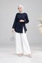 Asel Gathered Asymmetrical Blouse Navy Blue - 2