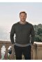 Men's Battal Zero Collar Tricot Sweater with Elastic Waist, Steel Knitting, Classic Fit