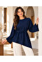 Women's Asymmetrical Cut Belted Tunic Long Sleeve Loose Stylish Blouse - 2