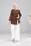Asel Gathered Asymmetrical Blouse Brown - 2